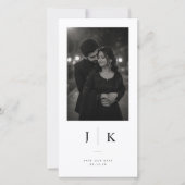 Moderne Monogramm-Hochzeitstag-Karte Save The Date (Vorderseite)