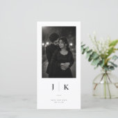 Moderne Monogramm-Hochzeitstag-Karte Save The Date (Stehend Vorderseite)
