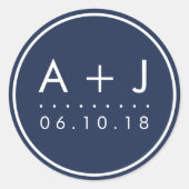 Moderne Monogramm-Hochzeitsticker | Benutzerdefini Runder Aufkleber (Vorderseite)