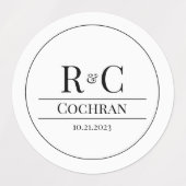 Moderne Monogramm-Hochzeitsticker Etiketten (Design 2)