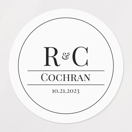 Moderne Monogramm-Hochzeitsticker Etiketten (Design 2)