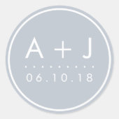 Moderne Monogramm-Hochzeitsticker | Verspätung Runder Aufkleber (Vorderseite)