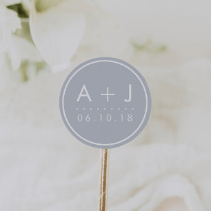 Moderne Monogramm-Hochzeitsticker   Verspätung Runder Aufkleber