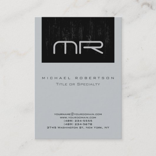 Moderne Monogramm Holzeffektkarte Visitenkarte (Vorderseite)