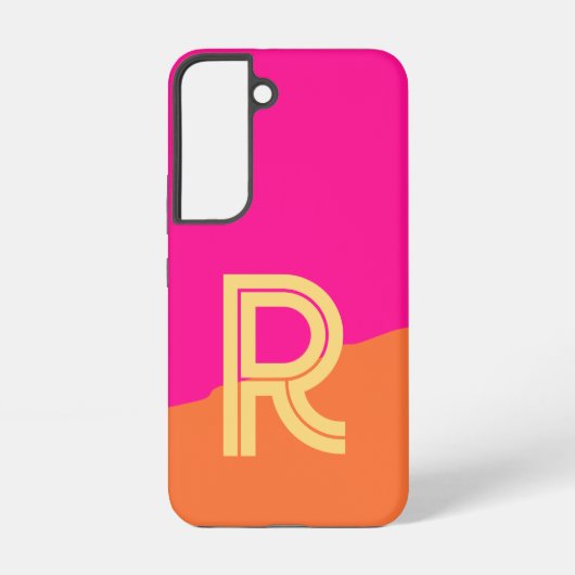 Moderne Monogramm Hot Pink Orange Samsung Galaxy Hülle (Rückseite)