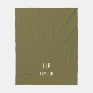 Moderne Monogramm in Grün und Weiß elegant Fleecedecke