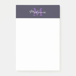 Moderne Monogramm Indigo Blau und Lavendel Post-it Klebezettel