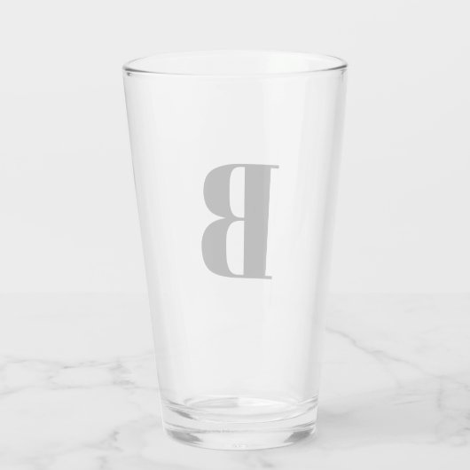 Moderne Monogramm-Initial-Bier  Glas (Rückseite)