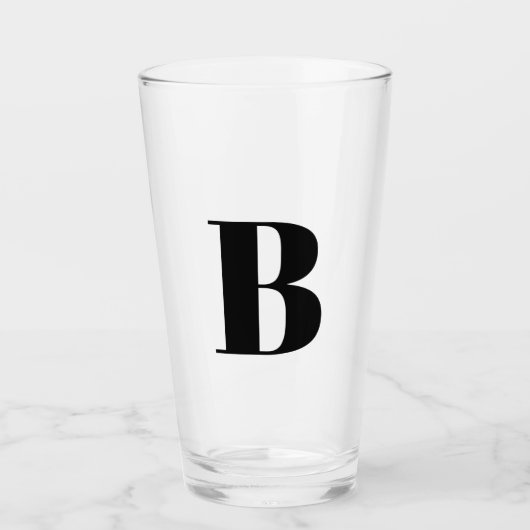 Moderne Monogramm-Initial-Bier Glas (Vorderseite)