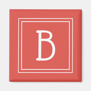 Moderne Monogramm-Initial-Buchstaben-Schablone Rot Magnet