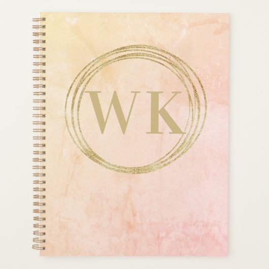 Moderne Monogramm-Initial-Gold-Circles Planer (Vorderseite)