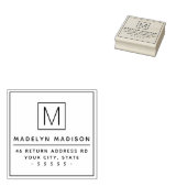 Moderne Monogramm-Initial-Rücksendeadresse Gummistempel (Stempel)