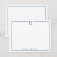 Moderne Monogramm-Initiale Blaue Rand-Papeterie