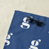 Moderne Monogramm-Initiale Buchstabe Blau Weiß Mus Strandtuch (Beispiel)