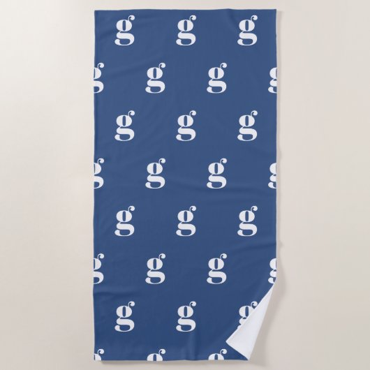 Moderne Monogramm-Initiale Buchstabe Blau Weiß Mus Strandtuch (Vorderseite)