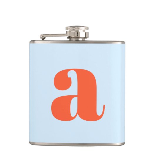 Moderne Monogramm-Initiale Buchstabe Blaue Orange  Flachmann (Vorderseite)