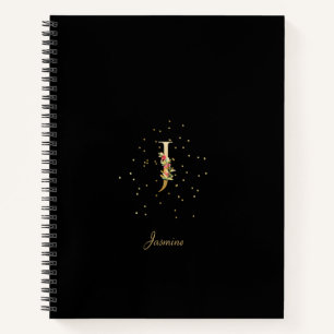 Moderne Monogramm-Initiale Buchstabe J Floralmuste Notizblock