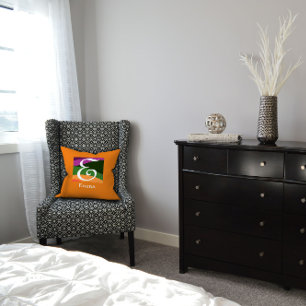 Moderne Monogramm-Initiale Buchstabe orange Wurfki Kissen