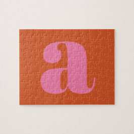 Moderne Monogramm-Initiale Buchstabe Pink und Oran Puzzle