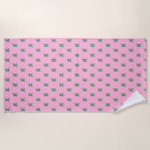 Moderne Monogramm-Initiale Buchstabe Rosa Grün Mus Strandtuch (Vorderseite)