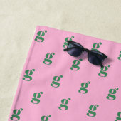 Moderne Monogramm-Initiale Buchstabe Rosa Grün Mus Strandtuch (Beispiel)