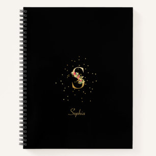 Moderne Monogramm-Initiale Buchstabe S Floralmuste Notizblock