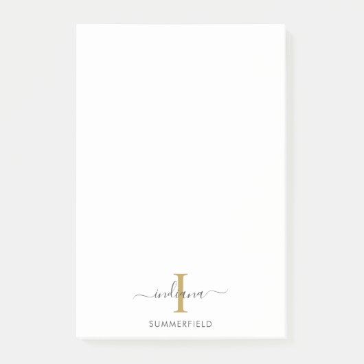 Moderne Monogramm-Initiale Elegante Schrift Geschä Post-it Klebezettel (Vorderseite)