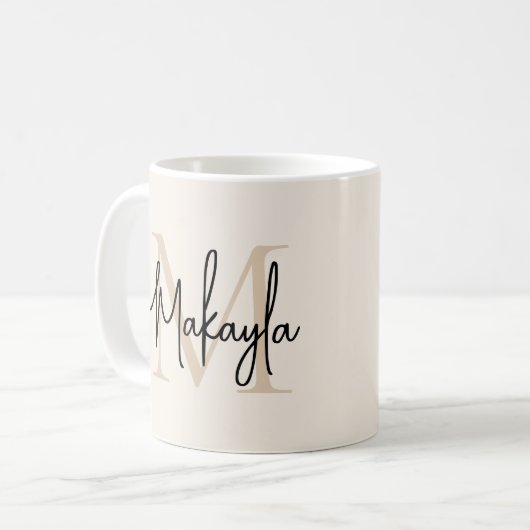 Moderne Monogramm-Initiale Kaffeetasse (Vorderseite Links)