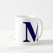 Moderne Monogramm-Initiale Moderne Blaue Kaffeetas Kaffeetasse (VorderseiteRechts)