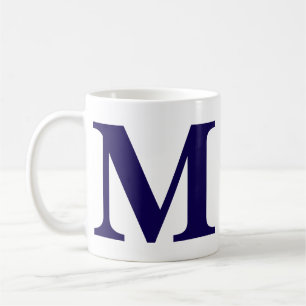 Moderne Monogramm-Initiale Moderne Blaue Kaffeetas Kaffeetasse