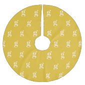 Moderne Monogramm-Initiale Pastellgelb Creme Polyester Weihnachtsbaumdecke (Vorderseite)