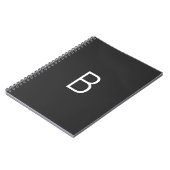 Moderne Monogramm-Initiale Schwarz Notizblock (Linke Seite)