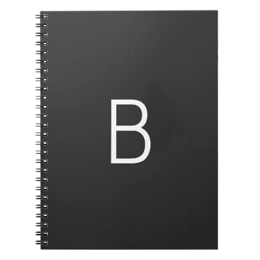 Moderne Monogramm-Initiale Schwarz Notizblock (Vorderseite)