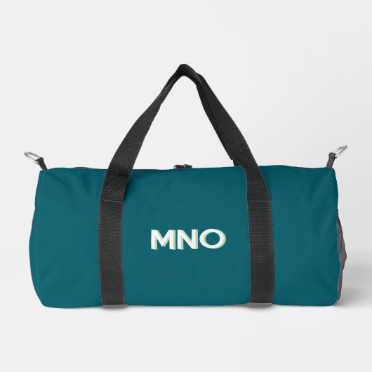 Moderne Monogramm-Initialen Aquamarin grün Duffle Bag (Vorderseite)