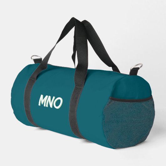 Moderne Monogramm-Initialen Aquamarin grün Duffle Bag (Rechte Ecke)