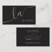 Moderne Monogramm-Initialen aus Edelgold der Rose Visitenkarte (Vorne/Hinten)