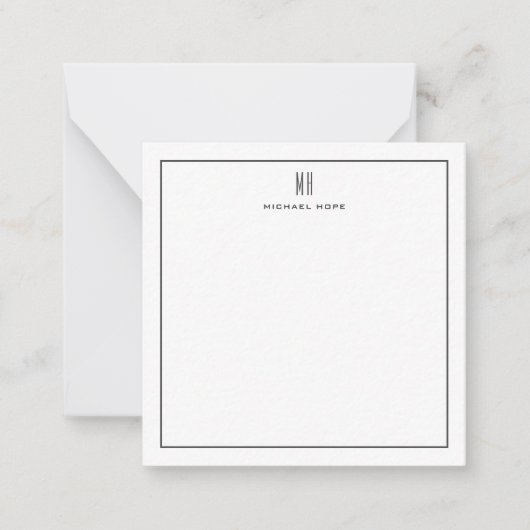 Moderne Monogramm-Initialen Beruflich Schlicht ein Mitteilungskarte (Vorderseite)