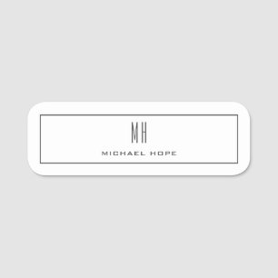 Moderne Monogramm-Initialen Beruflich Schlicht ein Namensschild