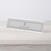 Moderne Monogramm-Initialen Beruflich Schlicht ein Schreibtischnamensplakette (Vorderseite )