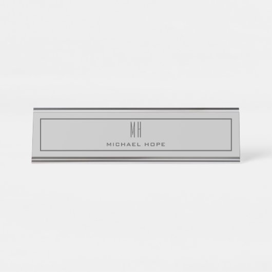 Moderne Monogramm-Initialen Beruflich Schlicht ein Schreibtischnamensplakette (Vorderseite )