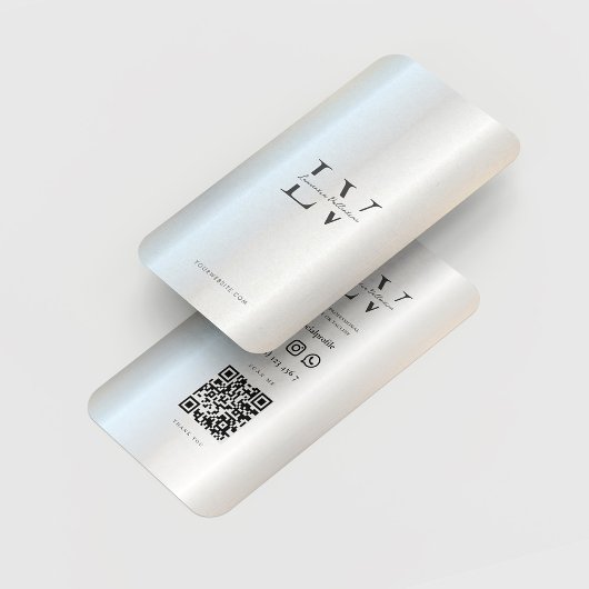Moderne Monogramm-Initialen Beruflich Silver Visitenkarte