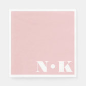 Moderne Monogramm-Initialen Blush Pink Custom Wedd Serviette (Vorderseite)