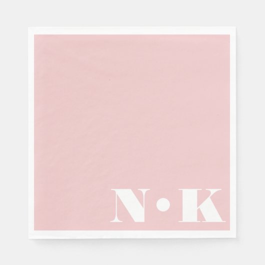 Moderne Monogramm-Initialen Blush Pink Custom Wedd Serviette (Vorderseite)