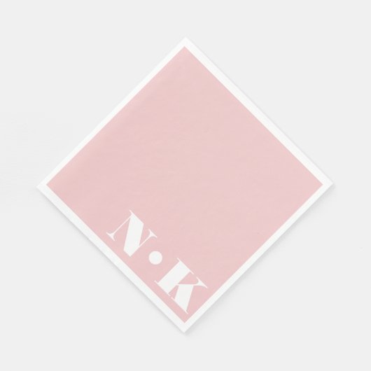 Moderne Monogramm-Initialen Blush Pink Custom Wedd Serviette (Ecke)