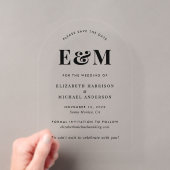 Moderne Monogramm-Initialen Bogen Save The Date Acryleinladungen (Insitu (Handheld))