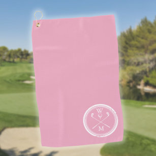 Moderne Monogramm-Initialen Feminine Pink Golfhandtuch