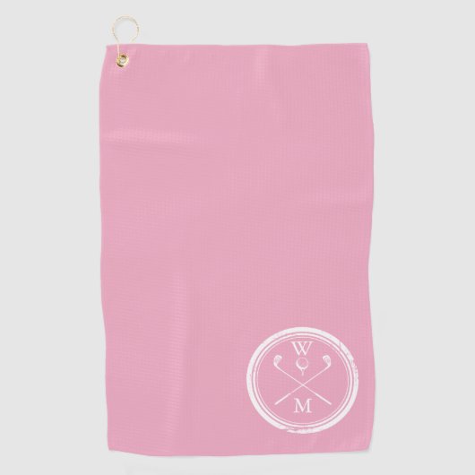 Moderne Monogramm-Initialen Feminine Pink Golfhandtuch (Vorderseite)