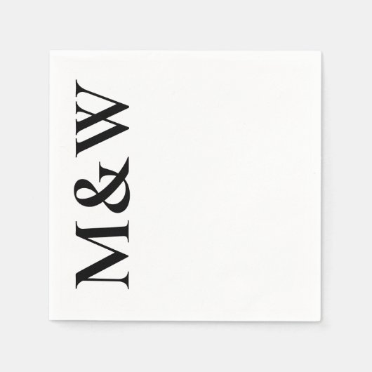 Moderne Monogramm-Initialen fett Schwarz-weiße Hoc Serviette (Vorderseite)