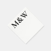 Moderne Monogramm-Initialen fett Schwarz-weiße Hoc Serviette (Ecke)