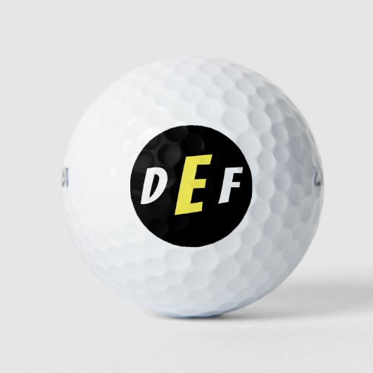 Moderne Monogramm-Initialen gelb Golfball (Vorderseite)